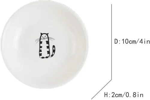 Miniatura 2 de FUYU Plato de cerámica para salsas de gato, 6 piezas, plato de aperitivo, plato lateral, 4 pulgadas