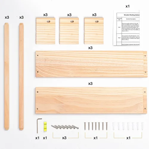 Miniatura 6 de Austin yan Estantería de pared para guardería, 32 pulgadas, juego de 3, estantería flotante de madera para niños, color madera natural, estante