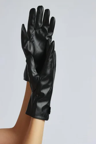 Miniatura 8 de Sahabowi Guantes de cuero para clima frío Manopla de lana cálida de invierno para mujeres