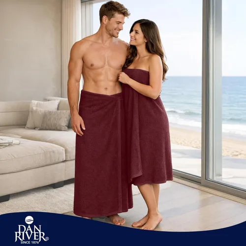 Miniatura 245 de DAN RIVER Paquete de 2 sábanas de baño de 35x70 pulgadas, sábanas de baño jumbo acanaladas para adultos, toallas grandes gruesas y absorbentes