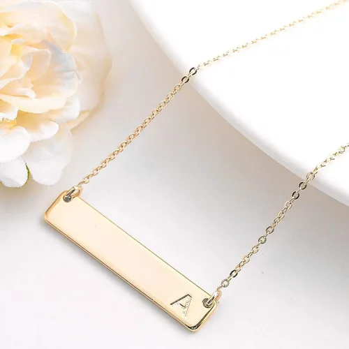 Miniatura 2 de M MOOHAM - Collar con dije de barra rectangular con inicial, para mujer, chapado en oro rosa de 14 quilates, acero inoxidable, con nombre grabado