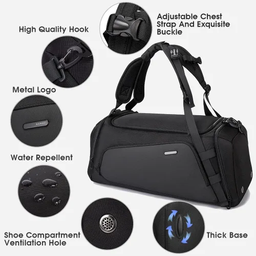 Miniatura 4 de BANGE Mochila deportiva de gimnasio para hombre y mujer Negro L Mochila