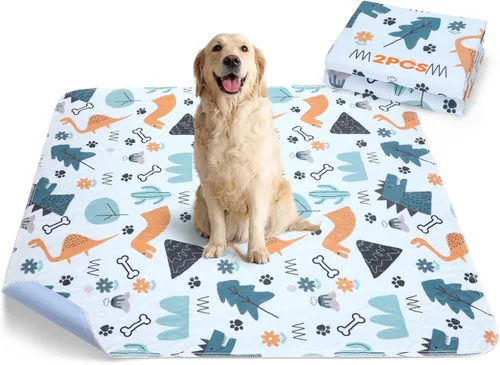 Miniatura 12 de Almohadillas lavables para orina para perros, paquete de 2 unidades grandes de 48 x 48 pulgadas, almohadillas reutilizables súper absorbentes