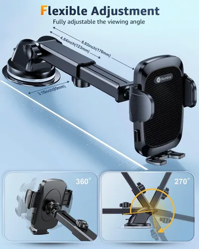 Miniatura 6 de Cargador de teléfono de coche certificado Qi2 para MagSafe, brazo plegable y ajustable de 360°, soporte magnético universal para pantalla de espejo