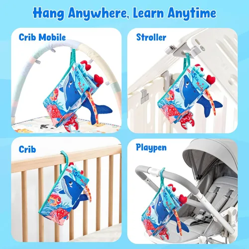 Miniatura 2 de JoyCat Ocean Libros de Bebé Juegos 0-6 Meses, Libros de Tela para Baby Shower Regalos para Recién Nacidos para Niños Niñas Relleno de Medias, Libro