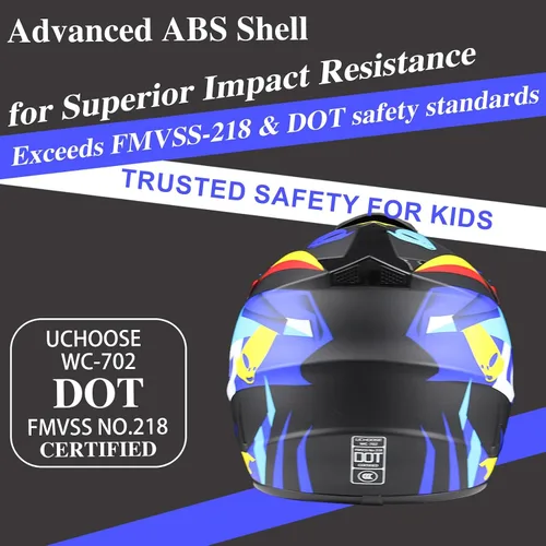 Miniatura 3 de Casco de motocross para jóvenes, aprobado por el DOT, cascos para niños ATV con gafas, guantes y máscara, para motocross, ATV, BMX Off-Road