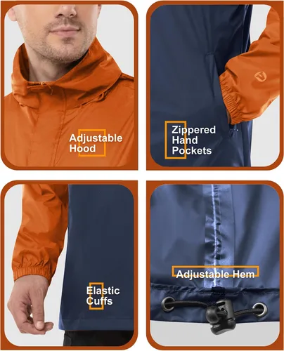 Miniatura 84 de Outdoor Ventures Chaqueta de lluvia para hombre, impermeable, ligera, plegable, para senderismo, golf, correr