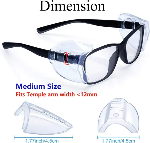 Miniatura 4 de 4 pares de protectores laterales de gafas de seguridad grandes, protectores laterales deslizantes, se adaptan a marcos de anteojos pequeños a
