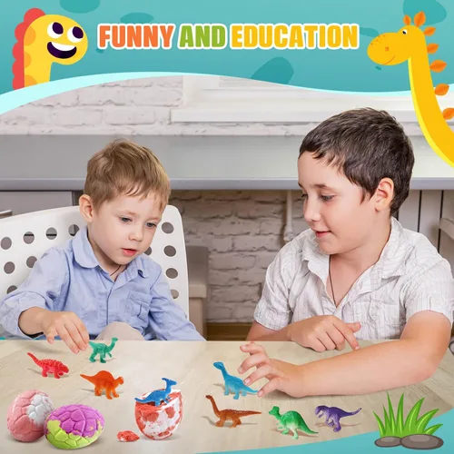Miniatura 4 de Qivatex Bombas de baño para niños con juguetes de dinosaurios en el interior, paquete de 9 bombas de baño de dinosaurios orgánicos naturales