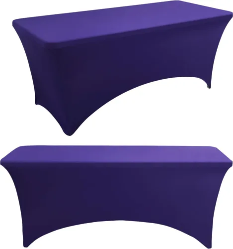 Miniatura 15 de Paquete de 2 manteles rectangulares elásticos de 6 pies para cocina, comedor, elástico, resistente a las arrugas, de elastano, lavable, para Rosa