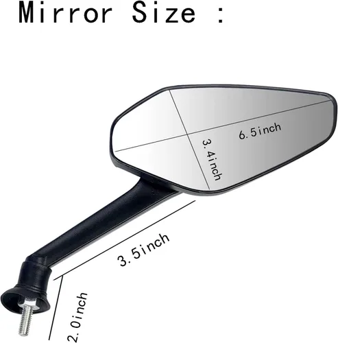 Miniatura 3 de Mamiko Espejos de Motocicleta Universales de 8MM para Manillares de 7/8" Compatible con ATV Moto de Nieve Scooter Ciclomotor Dirt Bike Sportsman