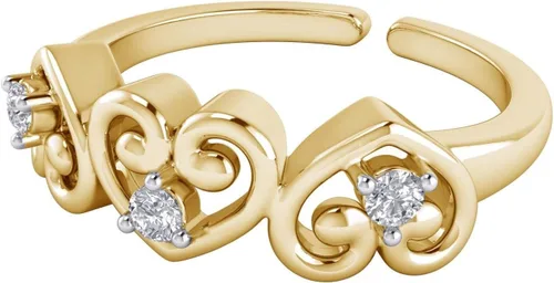 Miniatura 2 de Anillo de plata de ley 925 bañada en oro de 14 quilates con circonita cúbica de corte redondo de 0,07 quilates, diseño de corazón