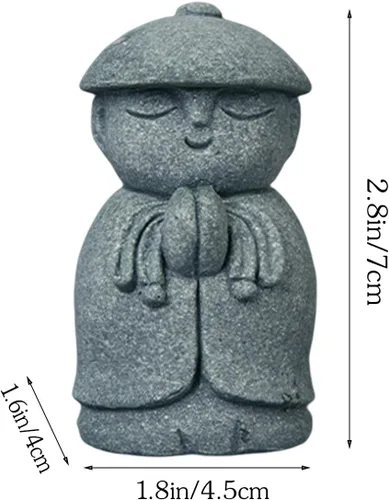 Miniatura 5 de livelyfish Estatua de monje rezante de Bosatsu de Bosatsu japonés de Buda Bosatsu Feng Shui, piedra arenisca feliz/sonriente en miniatura, adorno