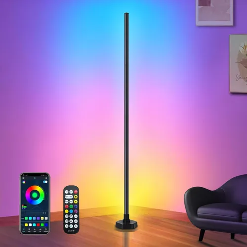 Miniatura 7 de Lámpara de pie de esquina, lámpara de esquina LED RGB con sincronización de música, aplicación inteligente y control remoto, luz ambiental que