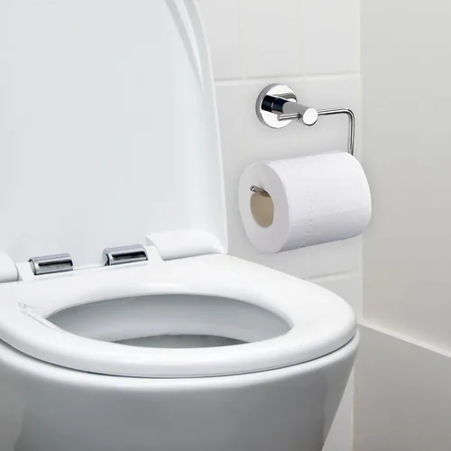 Miniatura 7 de Soporte de papel higiénico cromado montado en la pared, soporte de rollo de papel higiénico ajustable de acero inoxidable SUS304 para baño, cocina