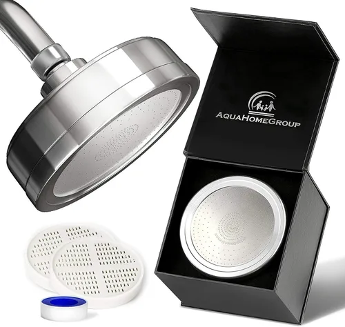 AquaHomeGroup - Cabezal de ducha filtrado cromado y 2 cartuchos