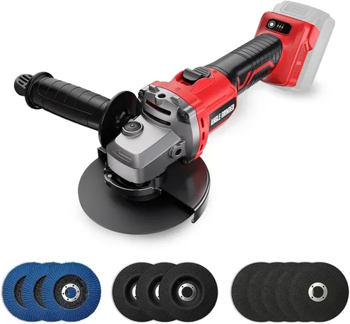 Amoladora angular de 4-1/2 pulgadas inalámbrica compatible con batería Milwaukee de 18 V/M18, amoladora eléctrica de 6 velocidades variables,