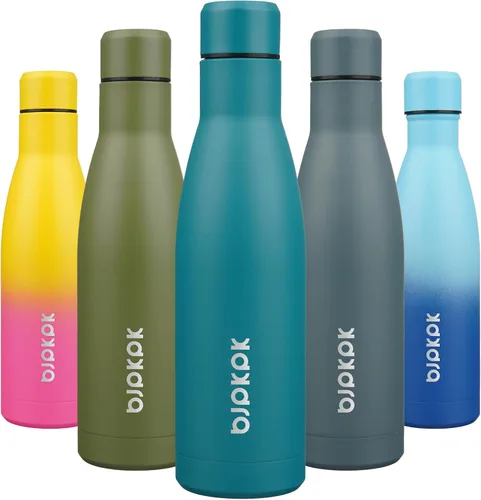 Miniatura 89 de BJPKPK Botellas de agua de acero inoxidable con aislamiento de 17 onzas, mantiene el frío y el calor, brillante oro rosa Oro rosa brillante