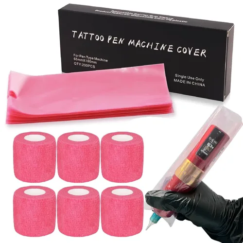 Miniatura 12 de Kit de cubiertas para pluma de tatuaje SOTICA con cinta de agarre y líneas redondas - 200 piezas de cubiertas para máquina de tatuaje, envoltura