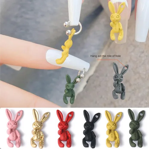 Miniatura 5 de KWOLYKIM 20 dijes de conejo de calavera cruzada, dijes de uñas de conejo para uñas de limo, manualidades, álbumes de recortes, funda de teléfono