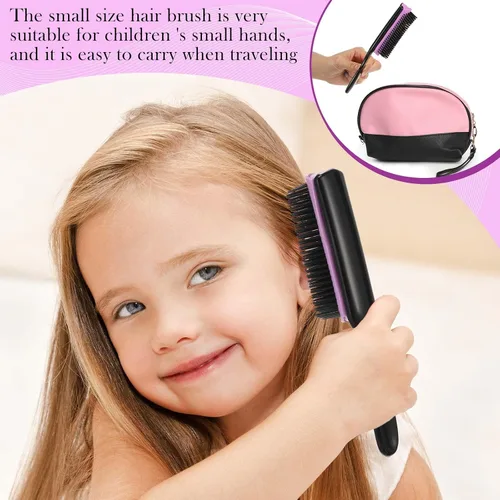 Miniatura 5 de Patelai Cepillo de pelo de nailon para cabello natural, cepillo desenredante de viaje para mujeres y hombres, voluminizador, moldeador, separación