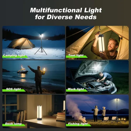 Miniatura 6 de Luces de camping telescópicas recargables de 14000 mAh LED, linternas magnéticas multifunción para iluminación de obra, lámpara de tienda de camping
