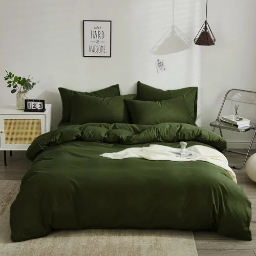 Miniatura 12 de Wellboo Juegos de edredón azul claro tamaño individual, ropa de cama sólida azul polvoriento, edredones de algodón para niños y niñas, colchas