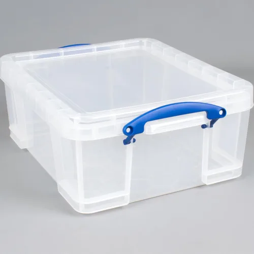 Miniatura 7 de Really Useful Box - Contenedores de plástico para almacenamiento de 17 litros con tapas de cierre y clip, transparentes