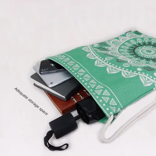 Miniatura 2 de Miomao Mochila con cordón estilo mandala, bolsa de lona para deportes de playa