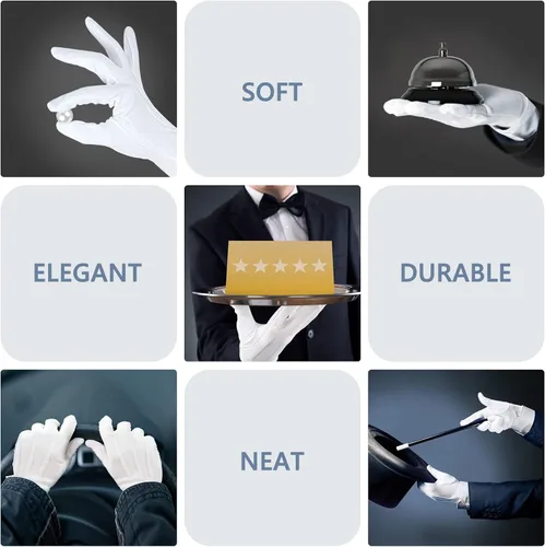 Miniatura 6 de Beaded Parade Cotton Gloves, Women Men Gloves with Grip, Non-Slip Gloves,Costume Uniform Police Gloves with Snap Cuff
