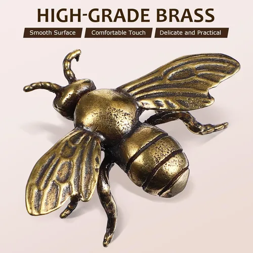 Miniatura 2 de 2 piezas de figuras de abejas doradas de latón, figuras de animales e insectos, estatua de Feng Shui, juguetes, decoración dorada para escritorio