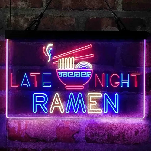 Miniatura 10 de ADVPRO Late Night Ramen Shop Tri-color Led Neon Sign Green & Red & Yellow 13 x 8.7 Inches st9s32-i3305-gry