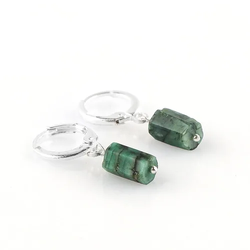Miniatura 60 de Aretes de aro de cristal afganita natural Piedras afganas de alto grado Aretes chapados en plata Gota lisa Joyas de piedras preciosas hechas