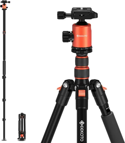 Miniatura 8 de Geekoto Trípode para Cámara de 73 Pulgadas - Trípode Ligero para DSLR con Cabezal Esférico de 360° y Placa de Liberación Rápida, Soporta hasta 33.07