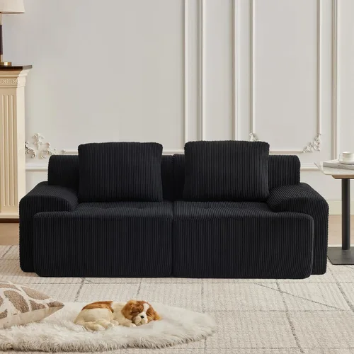 Miniatura 16 de Modular Sectional Sofa with Movable Ottoman, 1 Seat Deep Seat Couch with 1 Pillow, Comfy Cloud Sectional Sofa for Living Room, Bedroom and Apartment