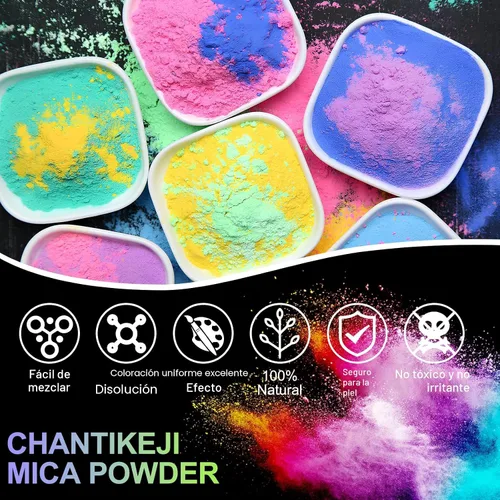 Miniatura 5 de CHANGTIKEJI Polvo de mica, 36 colores - 10 g/botella de polvo de pigmento natural para resina epoxi, fabricación de jabón, fabricación de velas