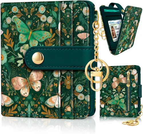 Miniatura 42 de Jogjam Cartera pequeña para mujer, Rfid delgada y compacta para tarjetas de crédito, billetera plegable de piel sintética, bolsillo con cremallera