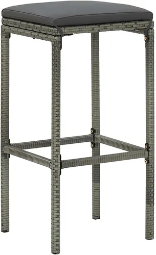 Miniatura 8 de Ensemble de Bar de Jardin 9 Pièces en Bois d'Acacia Massif Gris, Table Rectangulaire et 8 Tabourets avec Coussin Amovible Pour Terrasse, Jardin, Grey