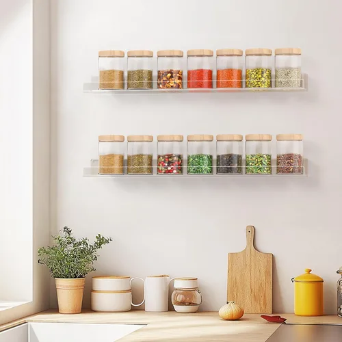 Miniatura 8 de HBlife Estantes flotantes de 36 pulgadas para montar en la pared, estantes de acrílico transparente para figuras, 16 pulgadas de espacio entre