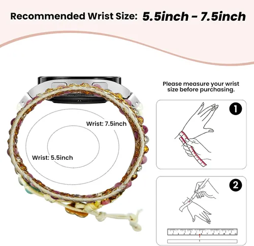 Miniatura 3 de Correa de reloj boho hecha a mano para Samsung Galaxy con piedras naturales y cuentas pulsera de cuentas