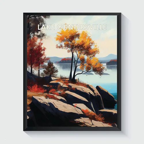 Miniatura 42 de Yellowstone Lake - Póster impreso artístico, ilustración, arte de pared, decoración de paisaje retro, paisaje, obra de arte para decoración de Lago