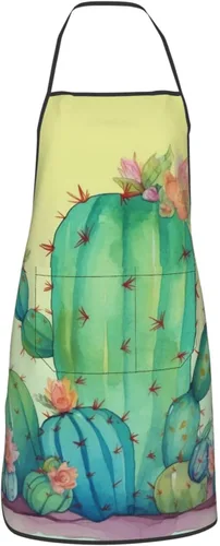Miniatura 9 de Kitchen Cooking Aprons for Women Men Adjustable Bib Apron with Pockets Funny Cactus Chef Apron Waterproof