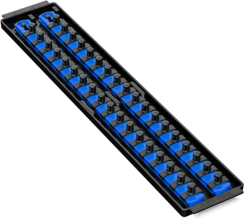 Miniatura 13 de Ernst Manufacturing Organizador de Dados Boss de 18 Pulgadas con 2 Rieles de 1/2 Pulgada de Impulso con Sujeción Segura de Bloqueo Giratorio y Rojo