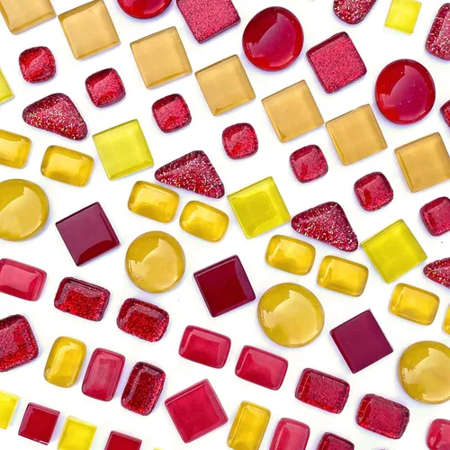 Miniatura 5 de LITMIND Azulejos de Mosaico de Cristal Irregulares Surtidos Naranja Rojo, Paquete de Valor de 9 oz - Perfectos para Manualidades de Arte, Proyectos
