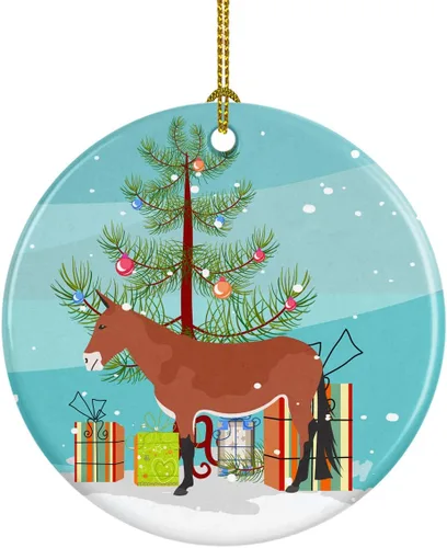 Miniatura 95 de Caroline's Treasures Adorno de cerámica de Navidad pintado o de codorniz chino, decoración colgante de árbol de Navidad verde azulado para el hogar