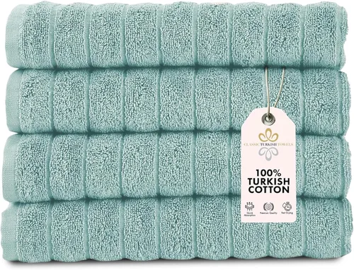 Miniatura 9 de Classic Turkish Towels - Juego de toallas de baño de algodón extragrande de alta calidad, gruesas y absorbentes, toallas de baño de lujo acanaladas