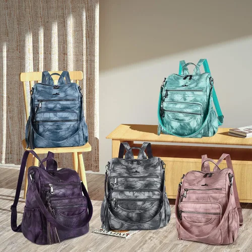 Miniatura 21 de Bolsos mochila monedero de piel sintética para mujer, bolsas con zíper, mochilas de hombro casuales