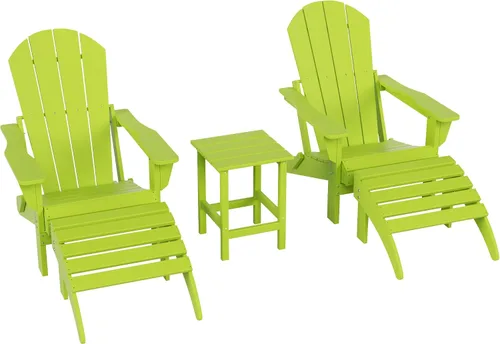 Miniatura 17 de WestinTrends Reposapiés otomano Adirondack para patio al aire libre, taburete de madera de polietileno para todo tipo de clima, ampliamente Azul