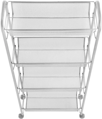 Miniatura 3 de mDesign Carrito organizador de almacenamiento de metal de acero delgado con 4 estantes para lavandería, cocina, organización de baño, soporte