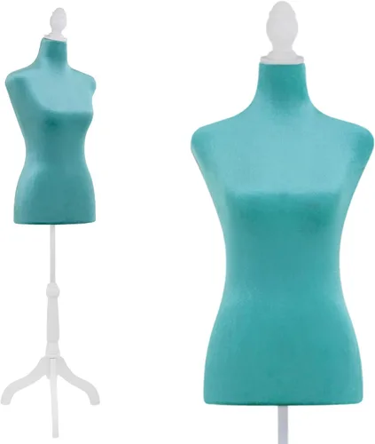 Miniatura 11 de FDW Maniquí femenino con forma de vestido de cuerpo, maniquí de costura, maniquí de torso con base de trípode, maniquí ajustable para coser ropa Azul